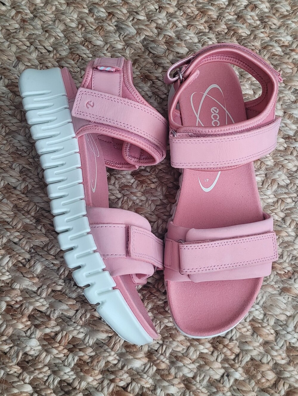ECCO Gruuv Sol Old Rose Pink Leather Chunky Platform Comfort Sandals Size 41